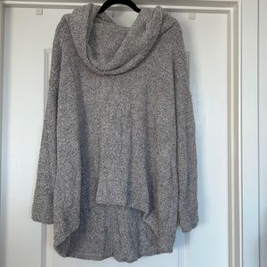 2X Cowl Neck Top Grey Fleece
